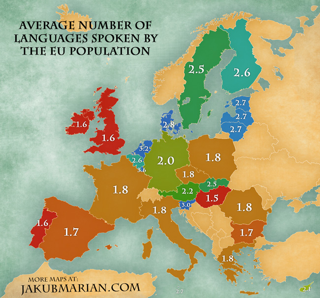 nyelveket
            beszélők aránya európában